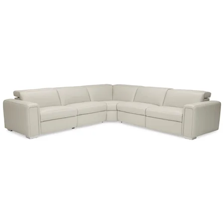 4-Seat Power Reclining Sectional Sofa with Contemporary European-Style Power Headrests and USB Ports